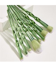 8 pcs Green Knots Plastic Handle Makeup Brushes Set