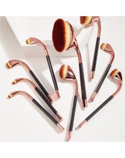 9 pcs Bended Brush Design High Fashion Women Makeup Brushes Set - Rose Gold