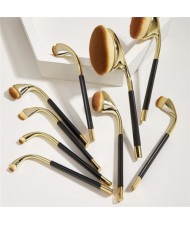 9 pcs Bended Brush Design High Fashion Women Makeup Brushes Set - Gold