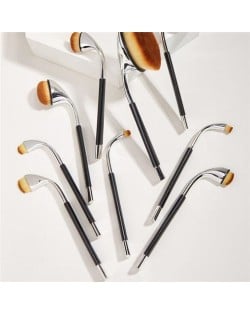 9 pcs Bended Brush Design High Fashion Women Makeup Brushes Set - Silver