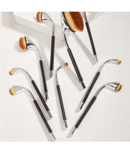 9 pcs Bended Brush Design High Fashion Women Makeup Brushes Set - Silver