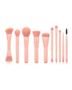 10 pcs Pink Wooden Handle High Fashion Women Makeup Brushes Set