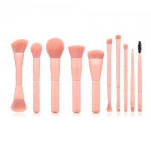 10 pcs Pink Wooden Handle High Fashion Women Makeup Brushes Set
