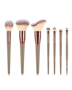 7 pcs Wooden Handle Big Size Women Fashion Powder Brush/ Makeup Brushes Set - Brown