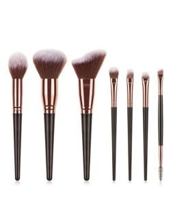 7 pcs Wooden Handle Big Size Women Fashion Powder Brush/ Makeup Brushes Set - Black