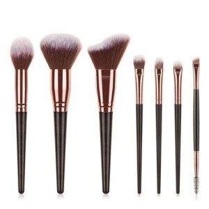 7 pcs Wooden Handle Big Size Women Fashion Powder Brush/ Makeup Brushes Set - Black
