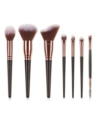 7 pcs Wooden Handle Big Size Women Fashion Powder Brush/ Makeup Brushes Set - Black