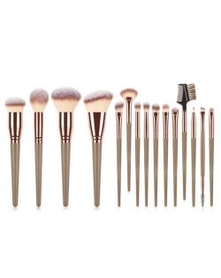 15 pcs Big Size Wooden Handle Women Fashion Powder Brush/ Makeup Brushes Set - Brown