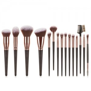 15 pcs Big Size Wooden Handle Women Fashion Powder Brush/ Makeup Brushes Set - Black