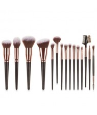 15 pcs Big Size Wooden Handle Women Fashion Powder Brush/ Makeup Brushes Set - Black