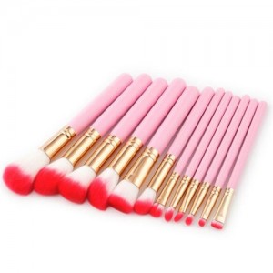 12 pcs Flame Design Pink Handle High Fashion Women Powder Brush/ Makeup Brushes Set