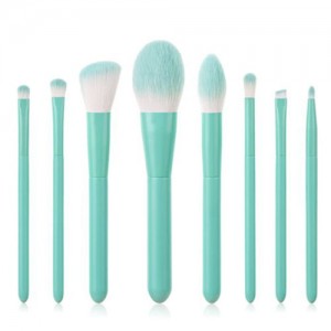 8 pcs Candy Color Wooden Handle High Fashion Women Powder Brush/ Makeup Brushes Set - Teal