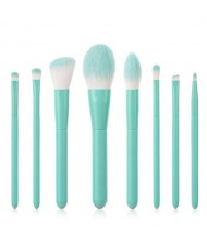 8 pcs Candy Color Wooden Handle High Fashion Women Powder Brush/ Makeup Brushes Set - Teal