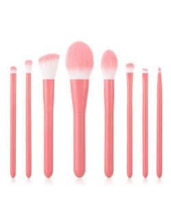 8 pcs Candy Color Wooden Handle High Fashion Women Powder Brush/ Makeup Brushes Set - Pink