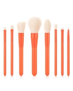 8 pcs Candy Color Wooden Handle High Fashion Women Powder Brush/ Makeup Brushes Set - Orange