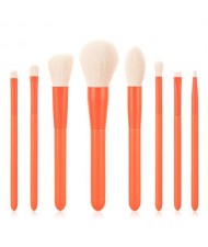 8 pcs Candy Color Wooden Handle High Fashion Women Powder Brush/ Makeup Brushes Set - Orange