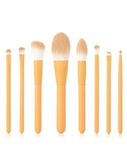 8 pcs Candy Color Wooden Handle High Fashion Women Powder Brush/ Makeup Brushes Set - Yellow