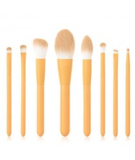 8 pcs Candy Color Wooden Handle High Fashion Women Powder Brush/ Makeup Brushes Set - Yellow