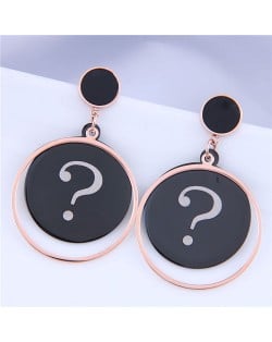 Question Mark Stainless Steel Hoop Fashion Women Earrings