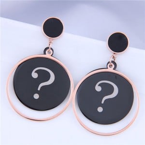 Question Mark Stainless Steel Hoop Fashion Women Earrings