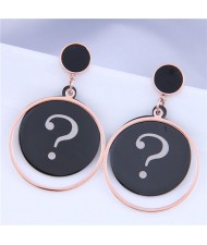 Question Mark Stainless Steel Hoop Fashion Women Earrings