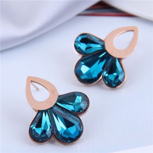 Sweet Waterdrops Design Stainless Steel Women Stud Earrings