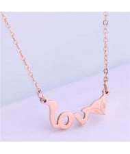 Love and Fox Head Design Pendant Women Stainless Steel Necklace