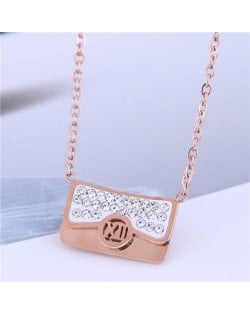 High Fashion Handbag Pendant Women Stainless Steel Necklace - White