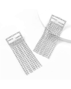 Super Shining Banquet Fashion Women Statement Earrings - Silver