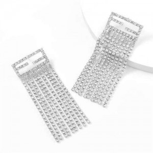 Super Shining Banquet Fashion Women Statement Earrings - Silver