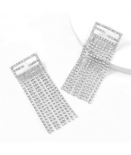 Super Shining Banquet Fashion Women Statement Earrings - Silver