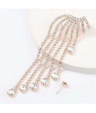 Rhinestone Angel Wing Design High Fashion Women Alloy Singular Earring - Golden