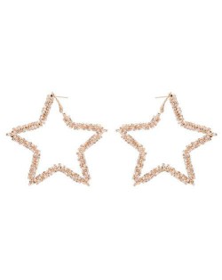Rhinestone Five-pointed Star U.S. High Fashion Women Costume Earrings - Golden