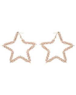 Rhinestone Five-pointed Star U.S. High Fashion Women Costume Earrings - Golden