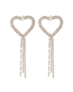 Long Tassel Heart Design Internet Celebrity Choice High Fashion Women Costume Earrings - Golden
