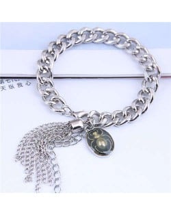 Tassel and Bug Pendant Design Silver Color Women Fashion Bracelet