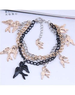 Swallow Pendants Mix Colors Chain High Fashion Women Alloy Bracelet