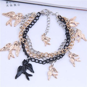 Swallow Pendants Mix Colors Chain High Fashion Women Alloy Bracelet