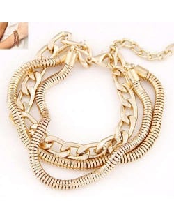 Multi-layer Chain Design Golden Fashion Alloy Women Bracelet