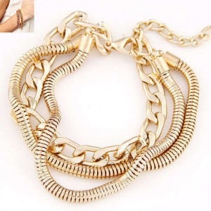 Multi-layer Chain Design Golden Fashion Alloy Women Bracelet