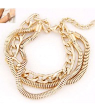 Multi-layer Chain Design Golden Fashion Alloy Women Bracelet