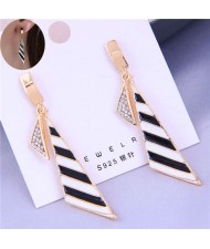 Black and White Stripes Oil-spot Glazed Geometric Design Korean Fashion Women Alloy Earrings