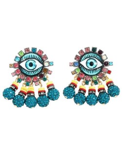 Rhinestone Embellished Creative Eye Design Zinc Alloy Women Stud Earrings