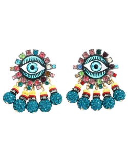 Rhinestone Embellished Creative Eye Design Zinc Alloy Women Stud Earrings