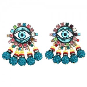Rhinestone Embellished Creative Eye Design Zinc Alloy Women Stud Earrings