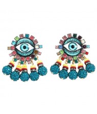 Rhinestone Embellished Creative Eye Design Zinc Alloy Women Stud Earrings