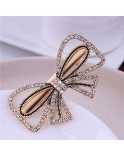 Rhinestone Embellished Korean Fashion Shining Bowknot Design Alloy Women Hair Barrette