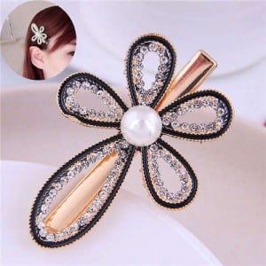 Rhinestone Inlaid Flower High Fashion Alloy Women Hair Barrette