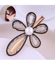 Rhinestone Inlaid Flower High Fashion Alloy Women Hair Barrette