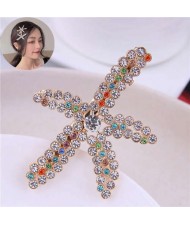 Colorful Rhinestone Embellished Starfish High Fashion Women Alloy Hair Barrette